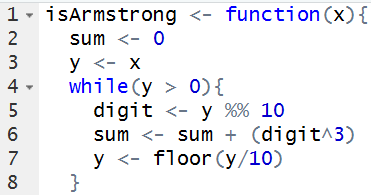 RStudio Armstrong Function Code